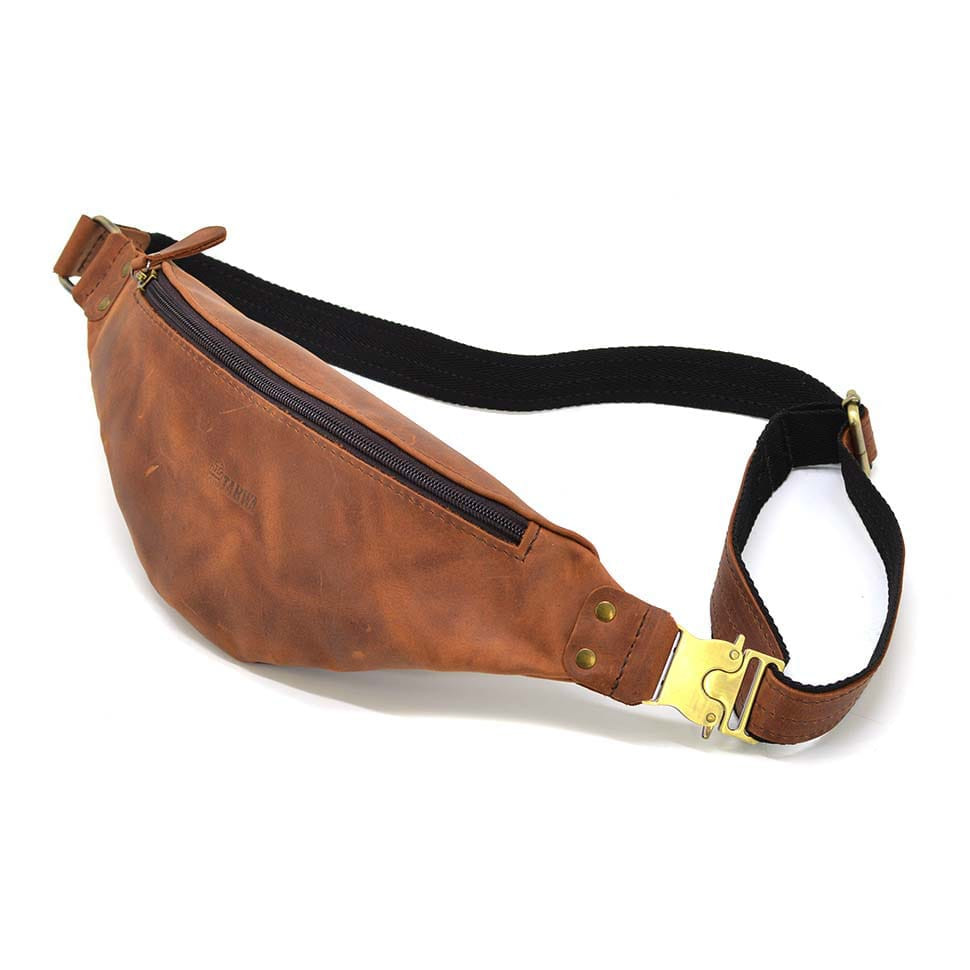 Leather bag banana horse leather cognac TARWA RB-455-3md