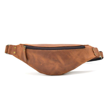 Leather bag banana horse leather cognac TARWA RB-455-3md