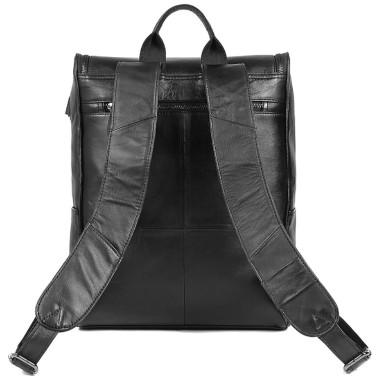 Leather city backpack for laptop John McDee 7344A-1 black