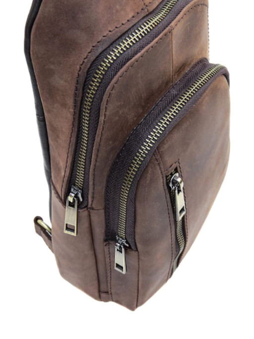 Коричнева сумка слінг із кінської шкіри Newery N9012KGC