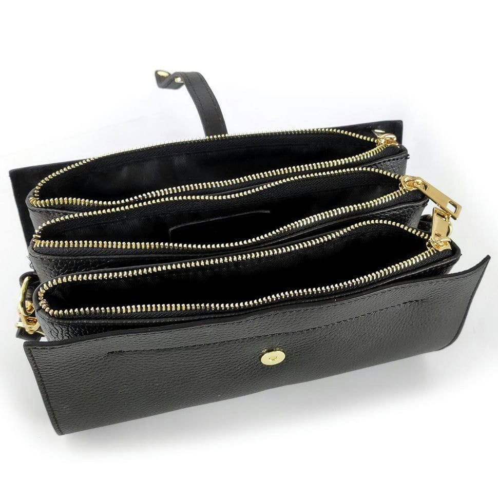 Жіноча середня чорна шкіряна сумка через плече Grays F-FL-BB-7090A