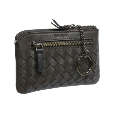 Leather key holder Timone intrecciato 12002 moro brown