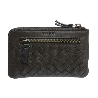 Leather key holder Timone intrecciato 12002 moro brown