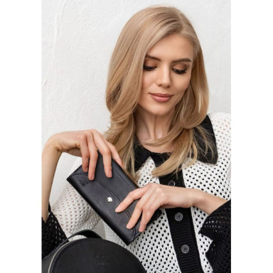 Кожаный кошелек Smart Wallet черный краст