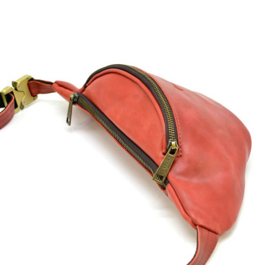 TARWA Red Crazy horse leather belt bag RR-3036-4lx