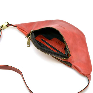TARWA Red Crazy horse leather belt bag RR-3036-4lx