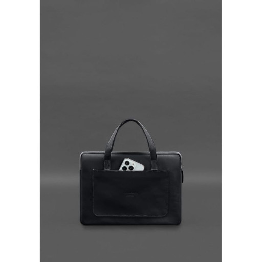 Шкіряний чохол із ручками для ноутбука 13 дюйм Чорний