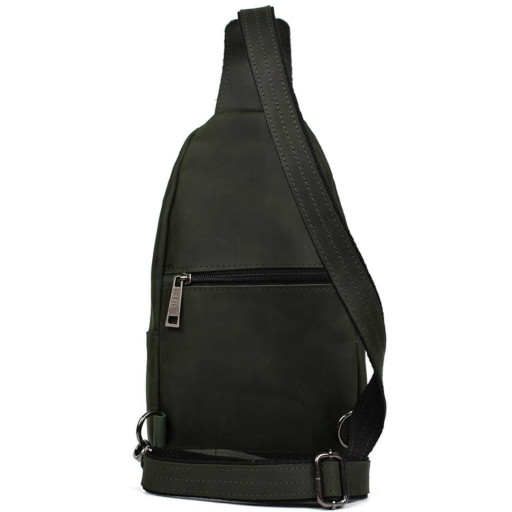 Чоловічий рюкзак слінг зелений шкіряний TARWA RE-0116-3md