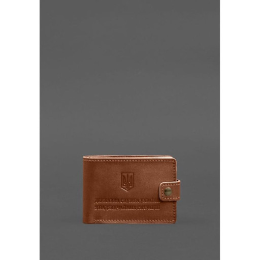 Шкіряна обкладинка-портмоне на посвідчення ДСНС світло-коричнева