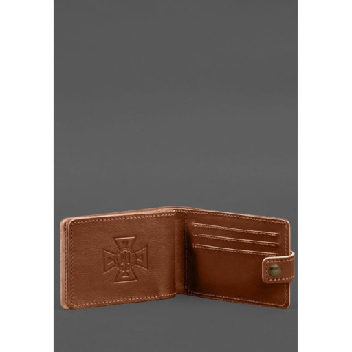 Шкіряна обкладинка-портмоне на посвідчення ДСНС світло-коричнева