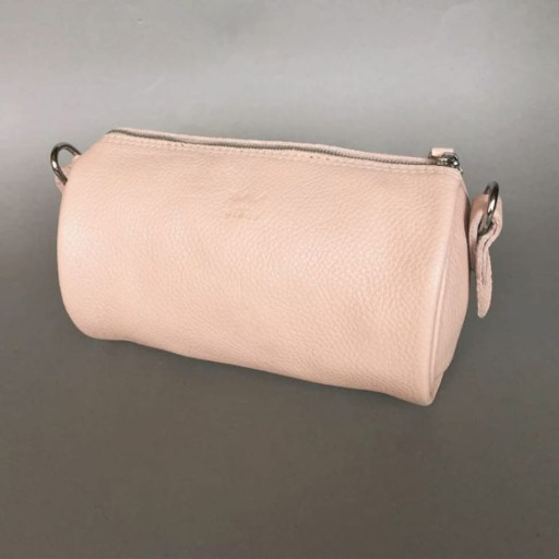 Шкіряна сумка поясна-кроссбоді Cylinder пудрова флотар