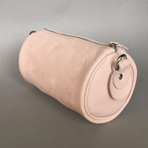 Шкіряна сумка поясна-кроссбоді Cylinder пудрова флотар