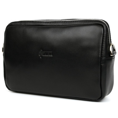 Leather shoulder bag TARWA GA-0307-4lx black Nappa