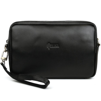 Leather shoulder bag TARWA GA-0307-4lx black Nappa