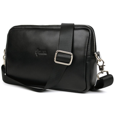 Leather shoulder bag TARWA GA-0307-4lx black Nappa