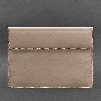 Кожаный чехол-конверт на магнитах для MacBook 14 Светло-бежевый