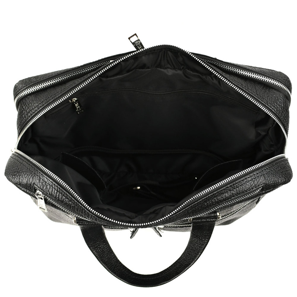 Чоловіча шкіряна ділова сумка чорна GZomb-4664-4lx TARWA на два відділення