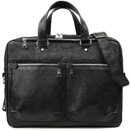 Мужская кожаная деловая сумка черная GZomb-4664-4lx TARWA на два отделения