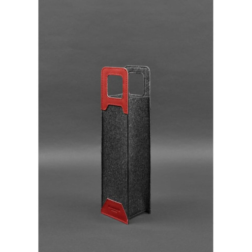 Чохол для вина 1.0 із фетру зі шкіряними вставками червоний Краст