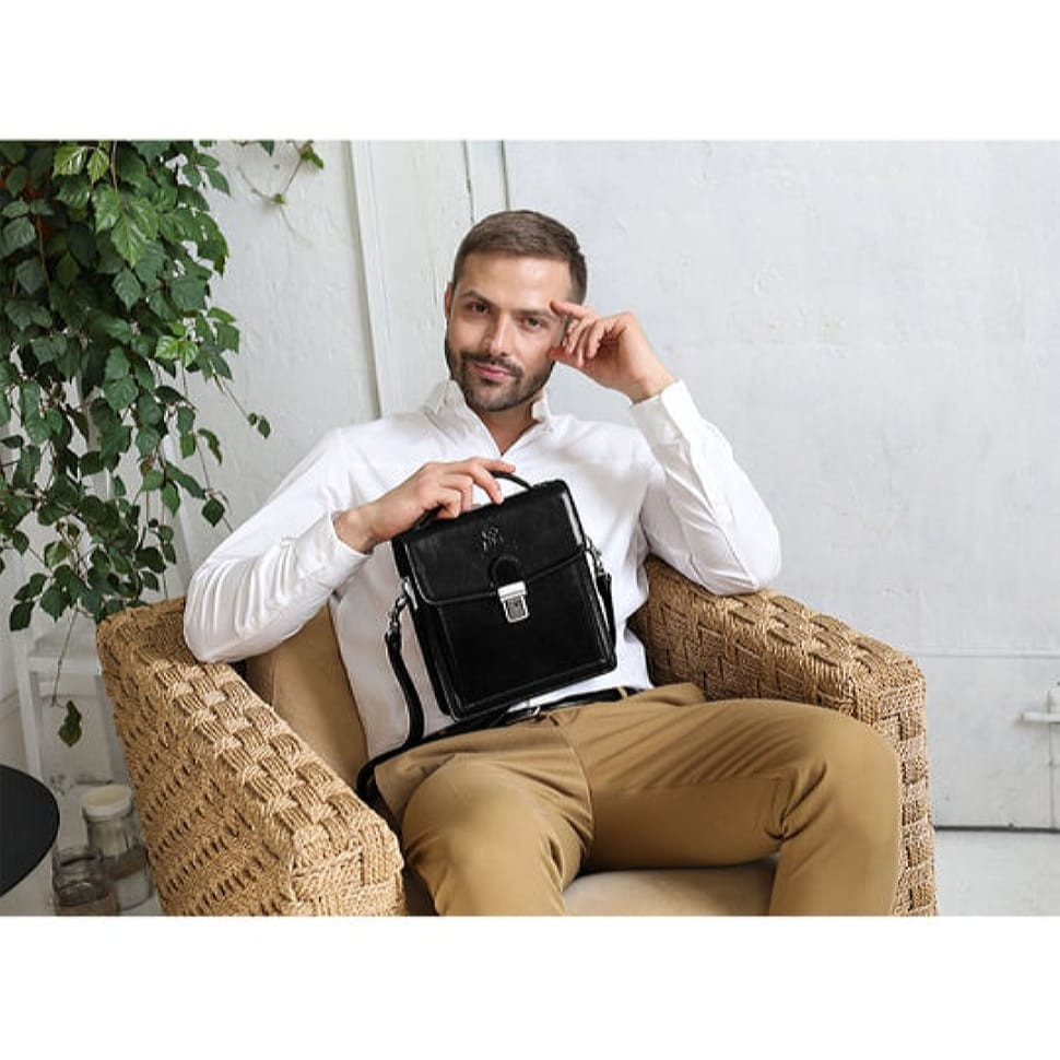 Маленький шкіряний портфель барсетка - Walden - чорний Time Resistance 5216201