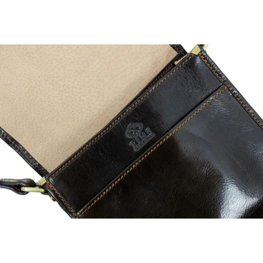 Small Leather Messenger Bag - On The Road - Chocolate Brown Time Resistance 1165201