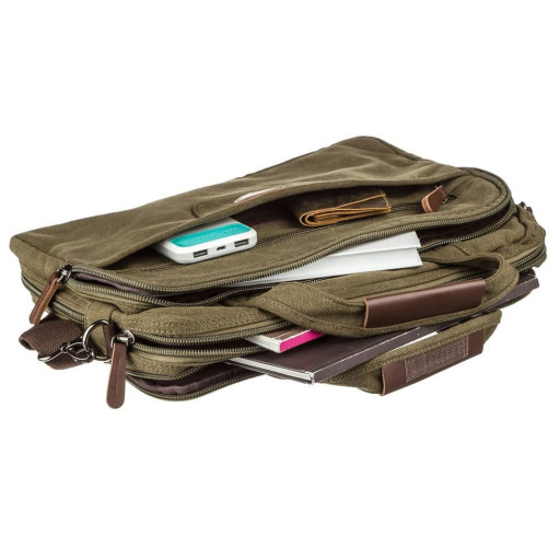 Сумка для ноутбука на два відділення Vintage 20180 Зелена