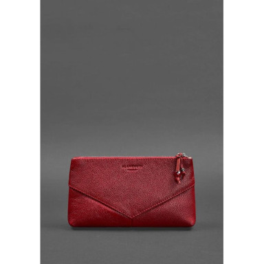 Women's leather cosmetic bag red