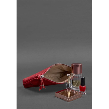 Women's leather cosmetic bag red