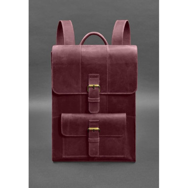 Brit leather backpack burgundy Crazy Horse