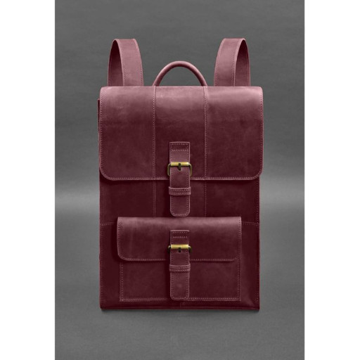 Шкіряний рюкзак Brit бордовий Crazy Horse