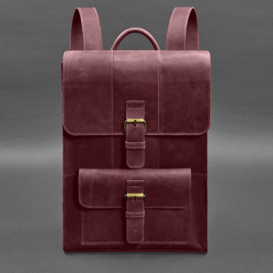 Brit leather backpack burgundy Crazy Horse