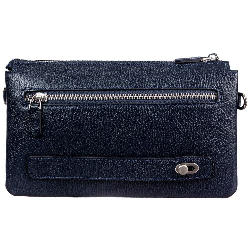 Барсетка кистьова шкіряна DESISAN 1011-315 синій флотар