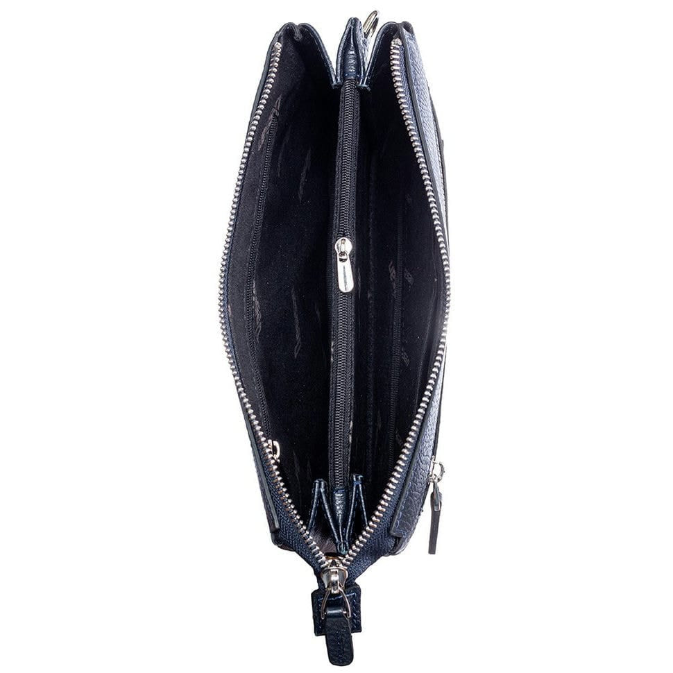 Барсетка кистьова шкіряна DESISAN 1011-315 синій флотар