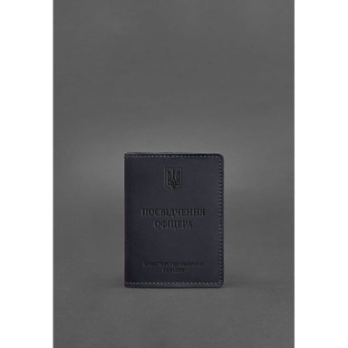 Leather cover for officer ID 9.0 dark blue Crazy Horse