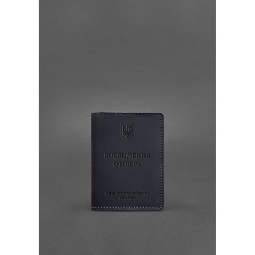 Шкіряна обкладинка для посвідчення офіцера 9.0 темно-синя Crazy Horse