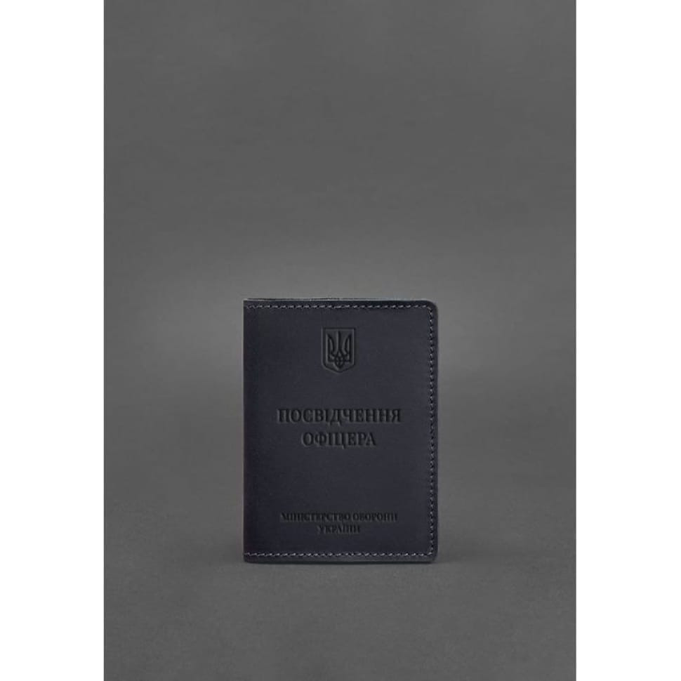 Leather cover for officer ID 9.0 dark blue Crazy Horse