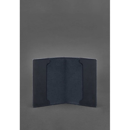 Шкіряна обкладинка для посвідчення офіцера 9.0 темно-синя Crazy Horse