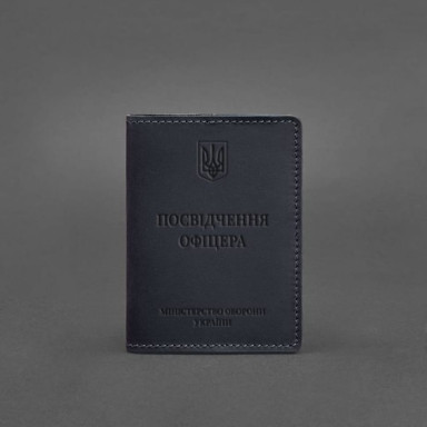 Leather cover for officer ID 9.0 dark blue Crazy Horse