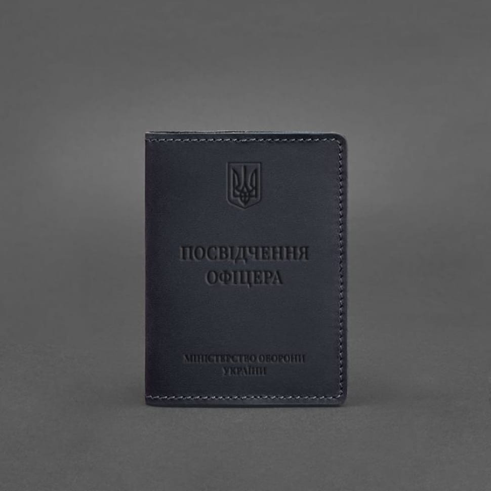 Leather cover for officer ID 9.0 dark blue Crazy Horse