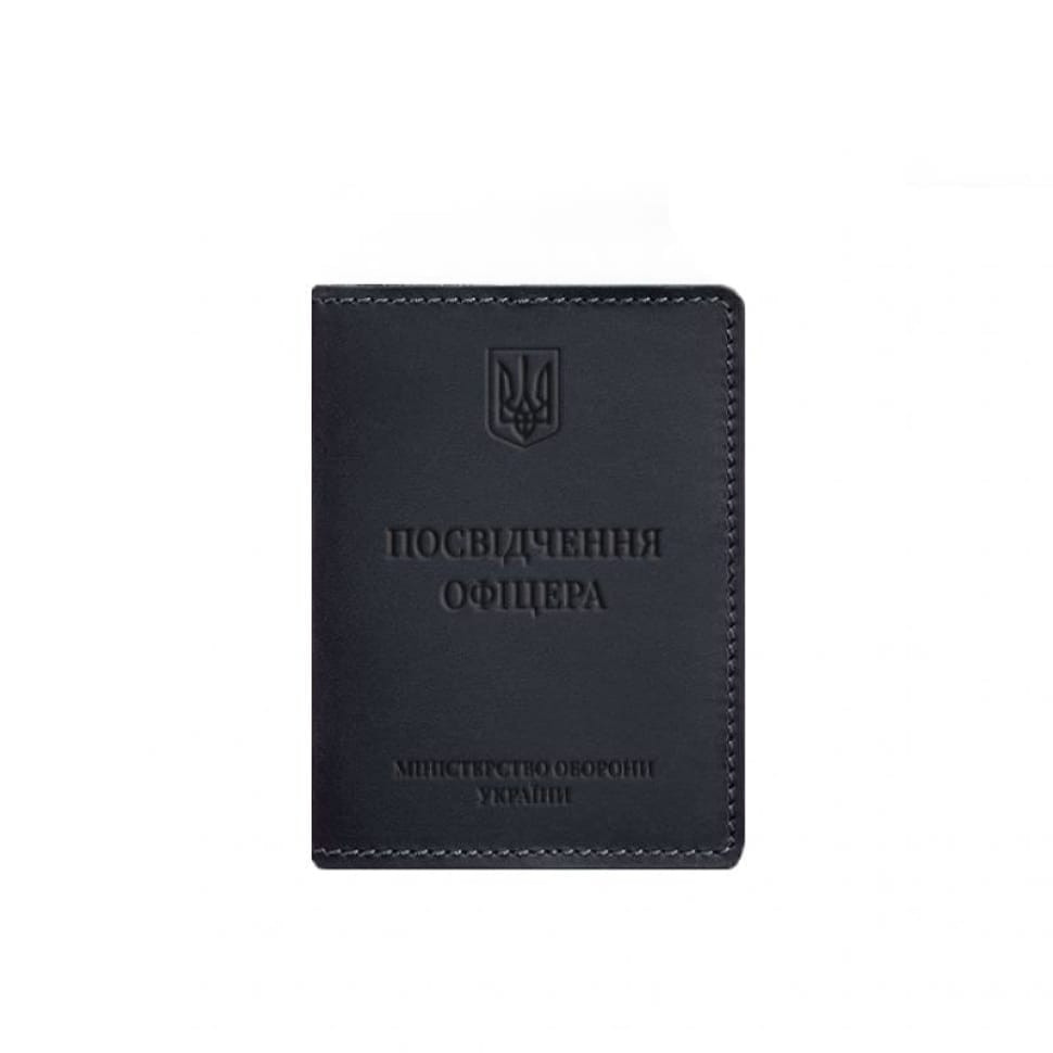 Leather cover for officer ID 9.0 dark blue Crazy Horse