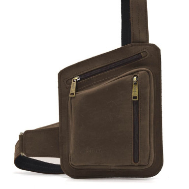 Leather chest bag, horse leather sling bag TARWA RC-235-3md