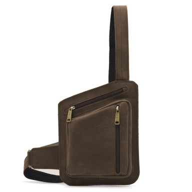 Leather chest bag, horse leather sling bag TARWA RC-235-3md