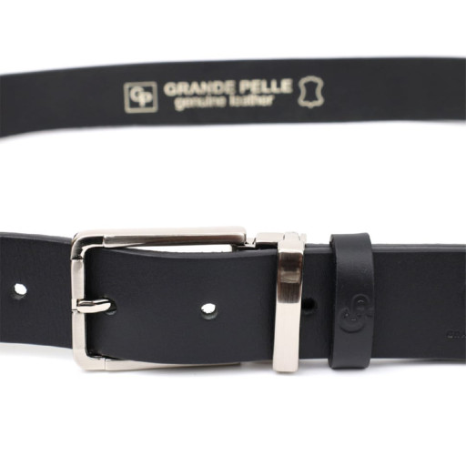Практичний брючний ремінь для чоловіків з натуральної шкіри GRANDE PELLE 11677 Чорний