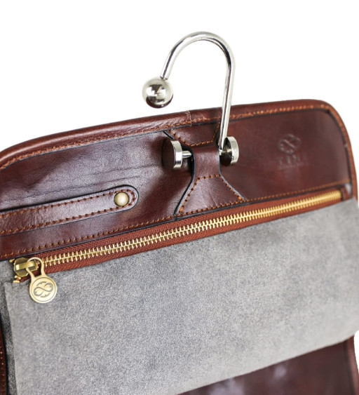 Жіноча шкіряна підвісна косметичка для туалетного приладдя - Dracula - Коричневий колір - Time Resistance 5210801W