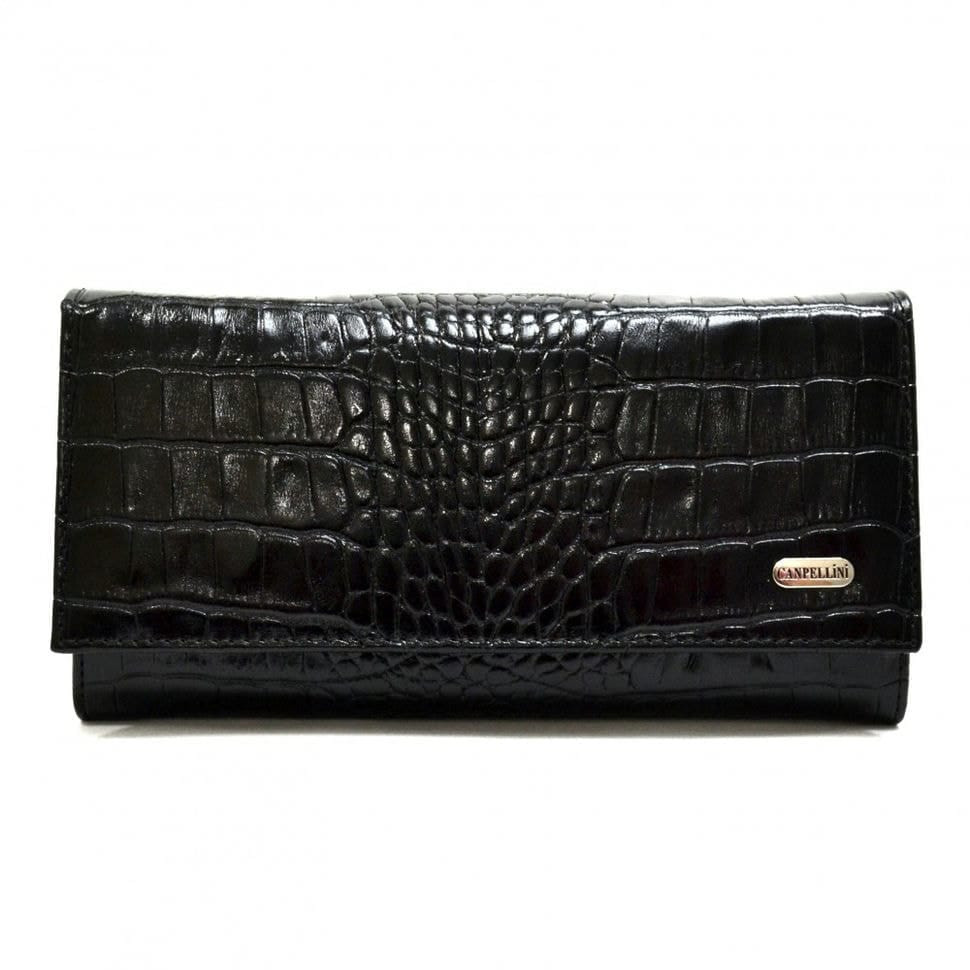 Гаманець жіночий шкіряний CANPEL 2034-2 чорний кроко