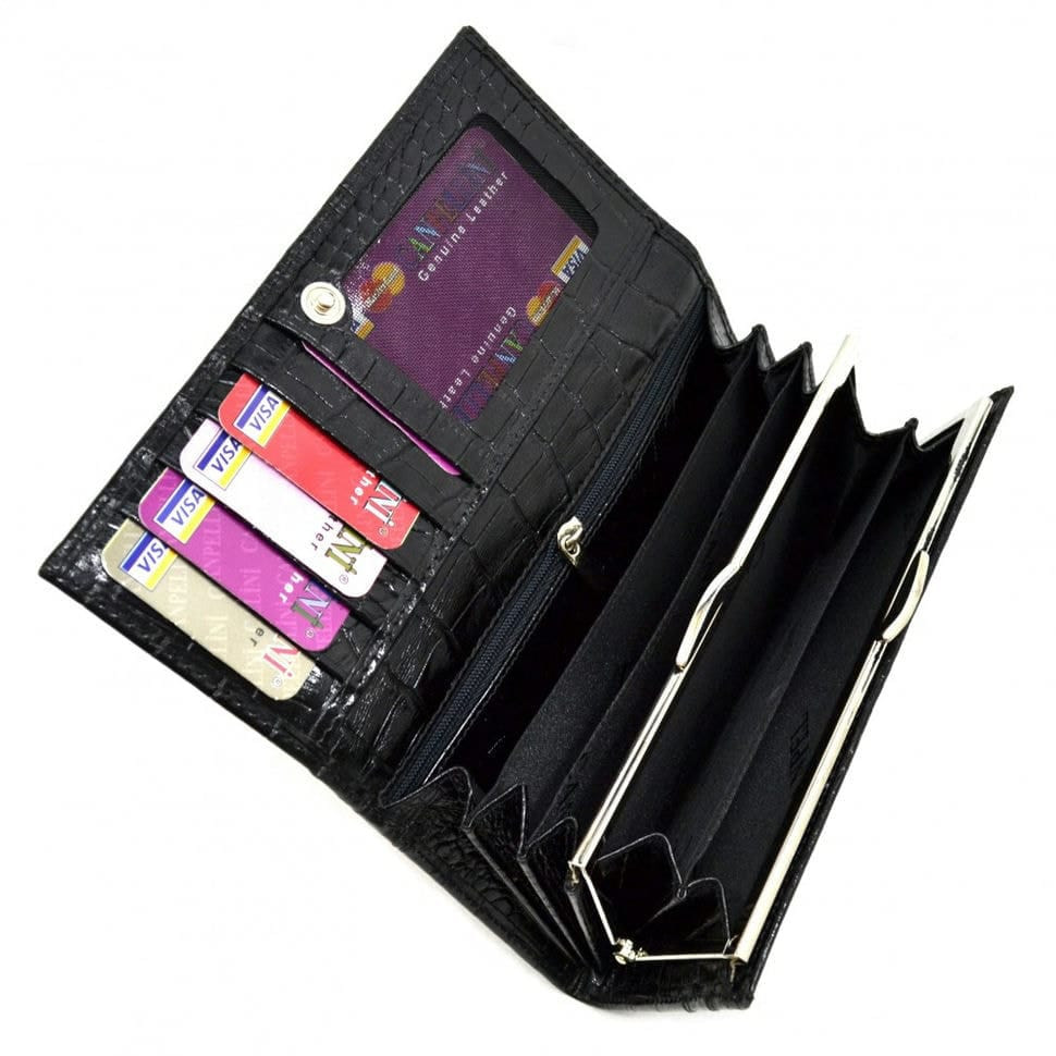 Гаманець жіночий шкіряний CANPEL 2034-2 чорний кроко