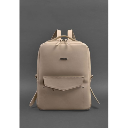 Cooper women's leather city backpack with a zipper light beige crust