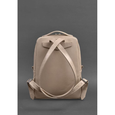 Cooper womens leather city backpack with a zipper light beige crust