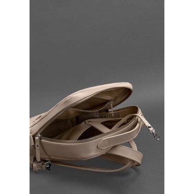 Cooper womens leather city backpack with a zipper light beige crust