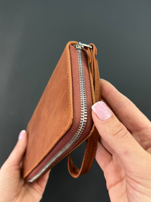 Шкіряний клатч-гаманець із натуральної шкіри Crazy Horse (світло коричневий)